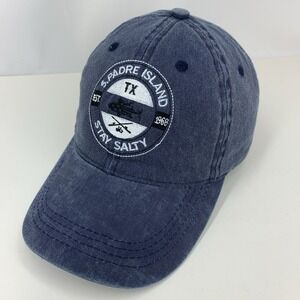 South Padre Island TX Hat Stay Salty Blue Adjustable OSFM Lucky 7 Baseball Cap